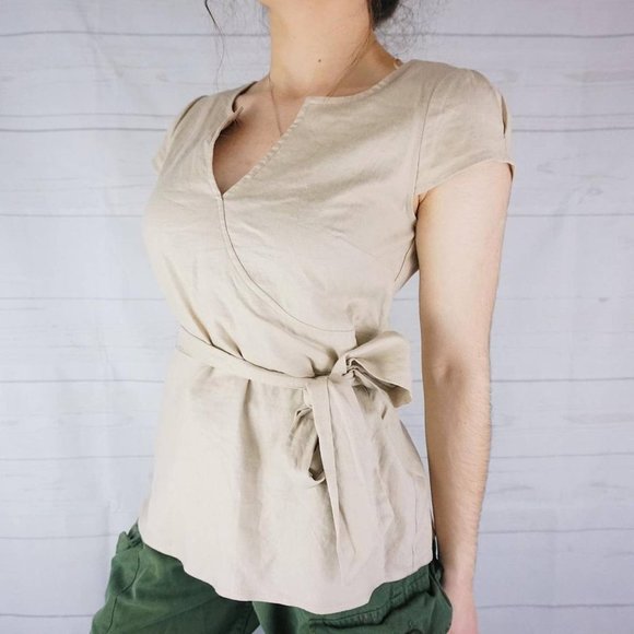 🍓BRAND NEW WITH TAGS LINEN WRAP SHIRT🍓 - Picture 2 of 4